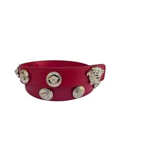 Versace Medusa Red  Leather Bracelet Double Wrap